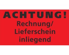 Hinweisetiketten Warnetiketten rot RECHNUNG /LS. INLIEGEND, 145x76mm, 1000 Stk.