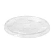 BIO Deckel zu Becher 300/400/500ml flach mit Rundloch Ø 96mm PLA 50 Stk.