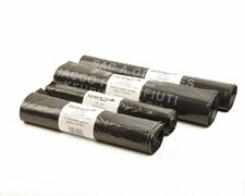 Müllbeutel 60 Liter, 28 + 27 x 100 cm, LDPE T60+ mit PP-Band schwarz, 10 Stk.