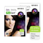 ProCart Inkjet Hochglanz Fotopapier Glossy, 210gr/m², für A4, 20 Stk.