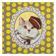 Motivservietten 3-lagig, 33 x 33 cm, Katze, gelbe Punkte, 20 Stk.