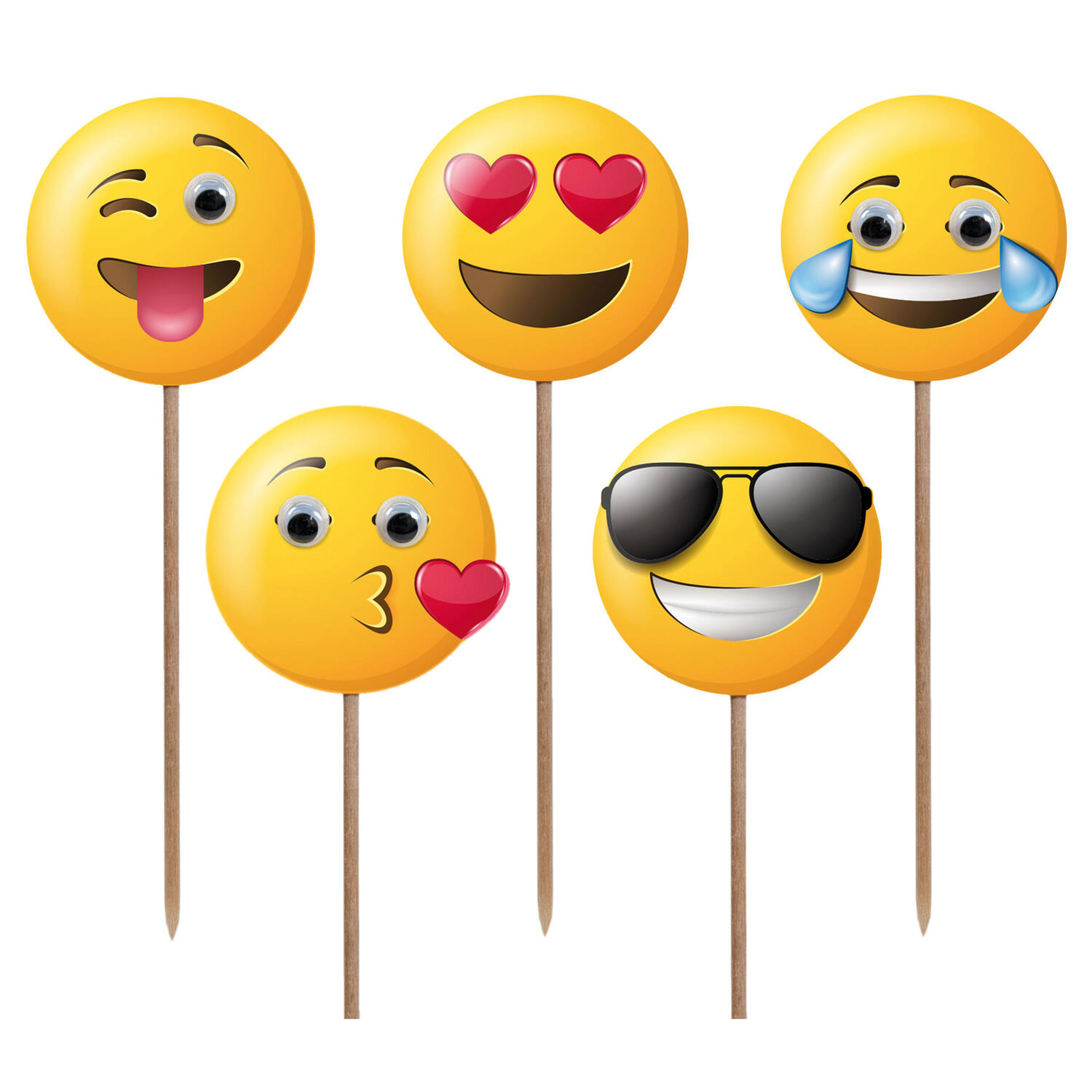 Deko-Picker Emojis, 12cm, 100 Stk.