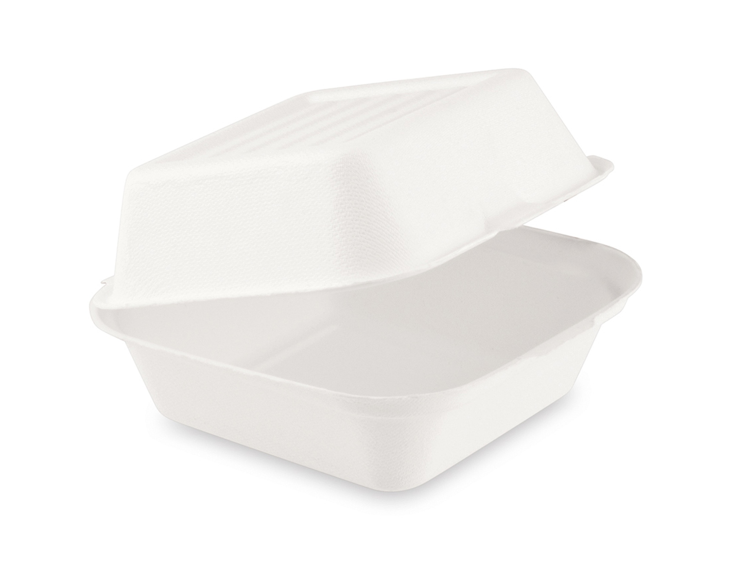 Bio Hamburgerbox Sandwichbox aus Zuckerrohr kompostierbar 152x150x78mm, 50 Stk.