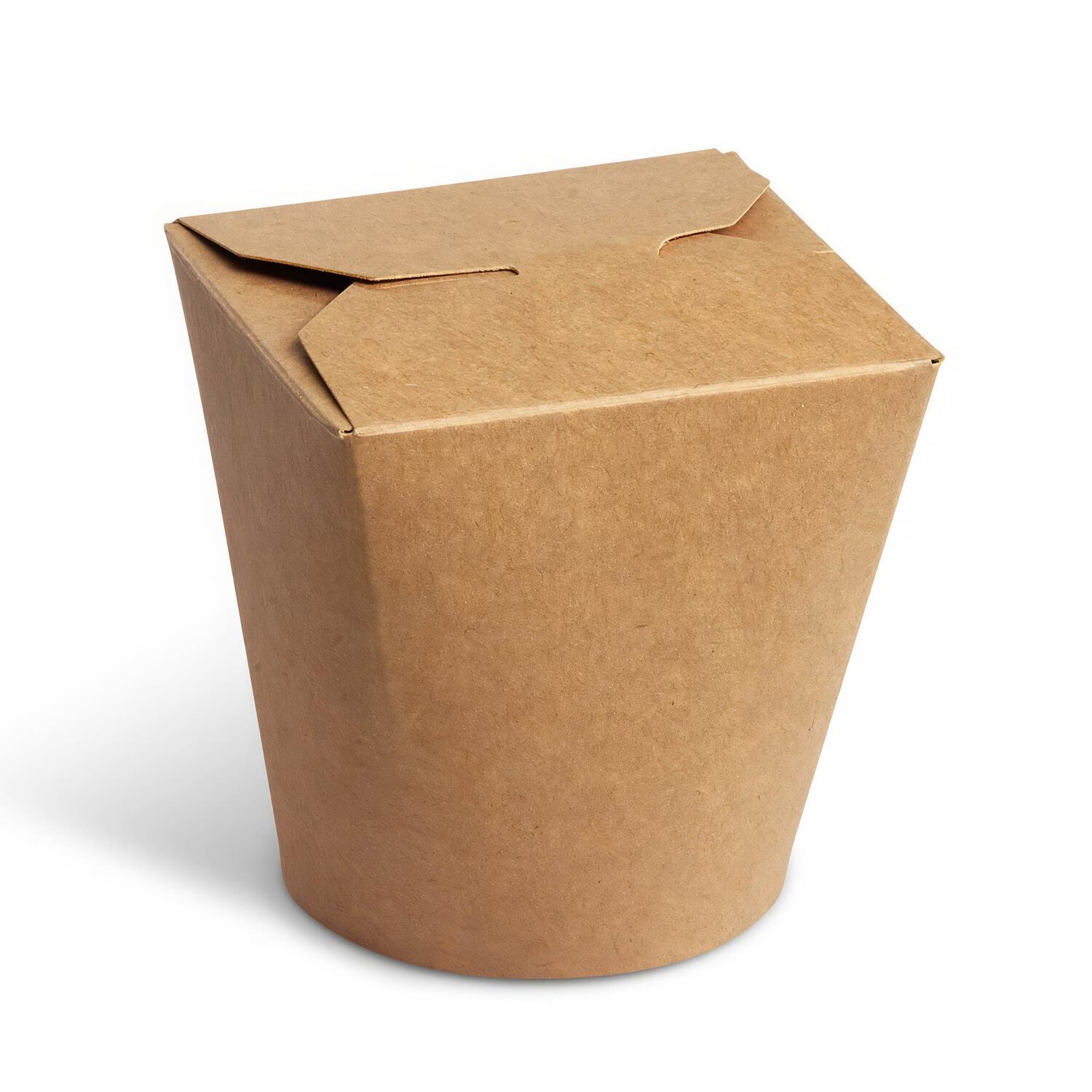 Food Box Take Away Box 100x88x95mm 750ml Kraftpapier beschichtet braun, 50 Stk.