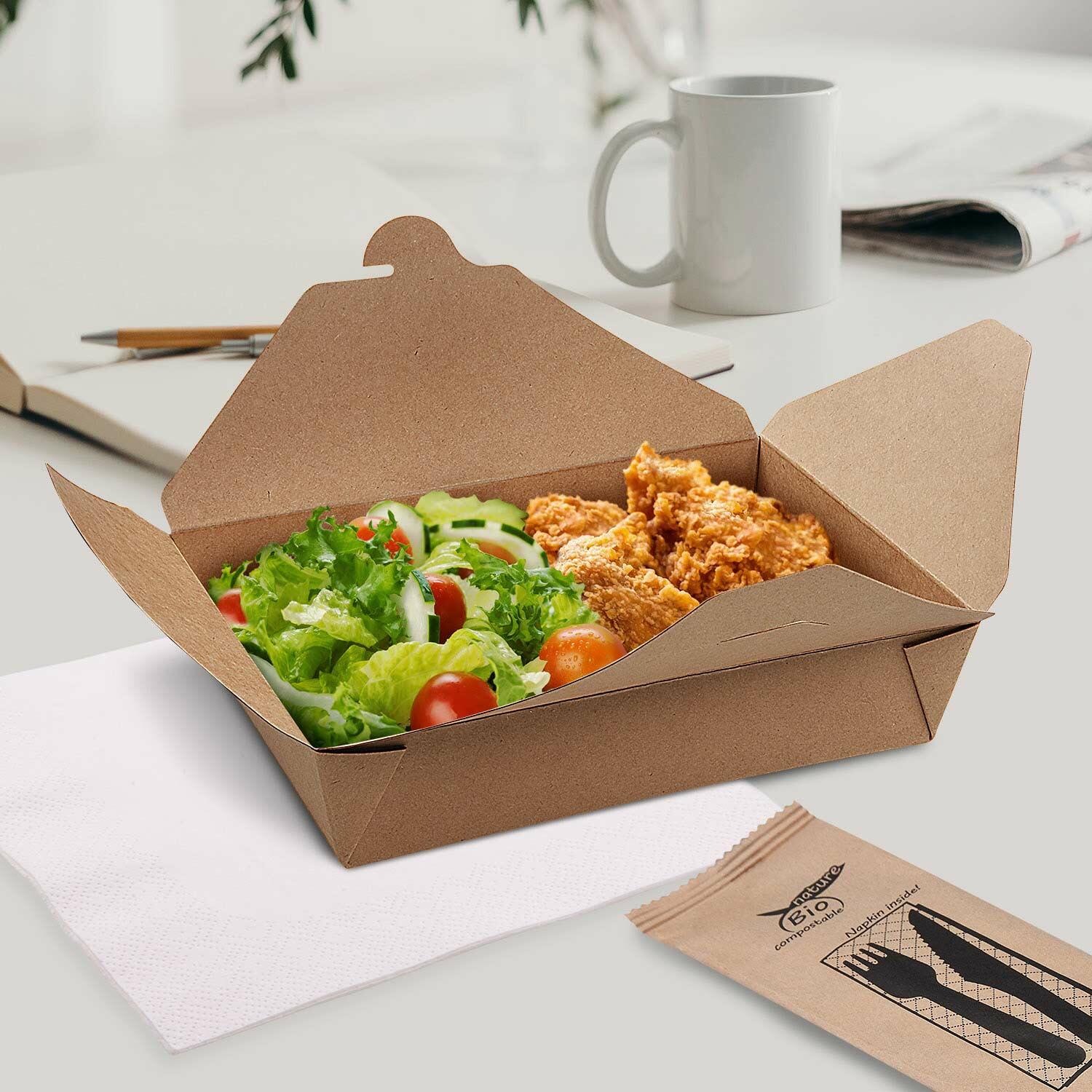 BIONATURE Food Boxen To GO M 1300ml kraft PE 151x120x65mm fettdicht, 50 Stk.