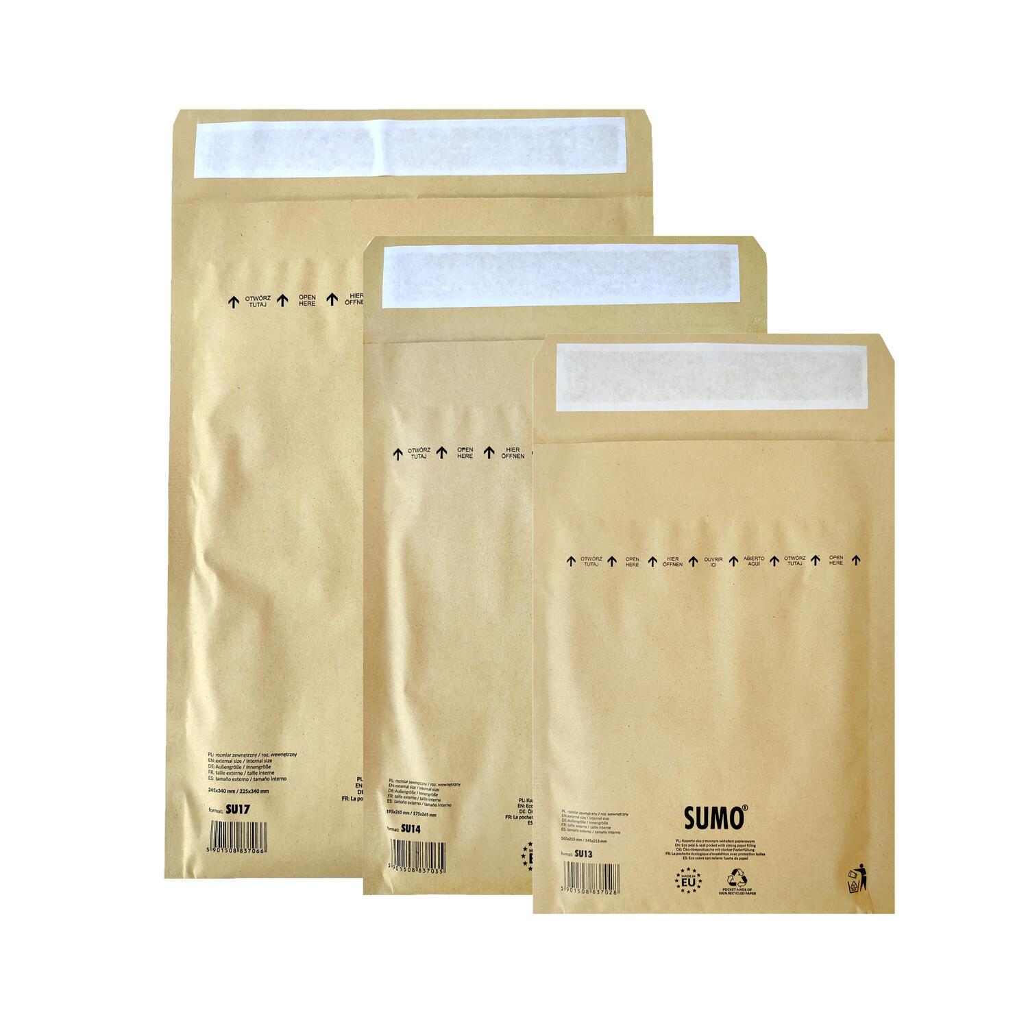 Papierpolstertaschen 165 x 215mm (A) | 145 x 215mm (I) braun, 50 Stk.